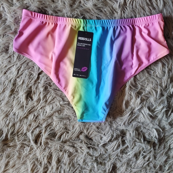 🦄 🎊HP🎉 REBDOLLS High Waisted Rainbow Bikini Bottoms - Picture 3 of 8